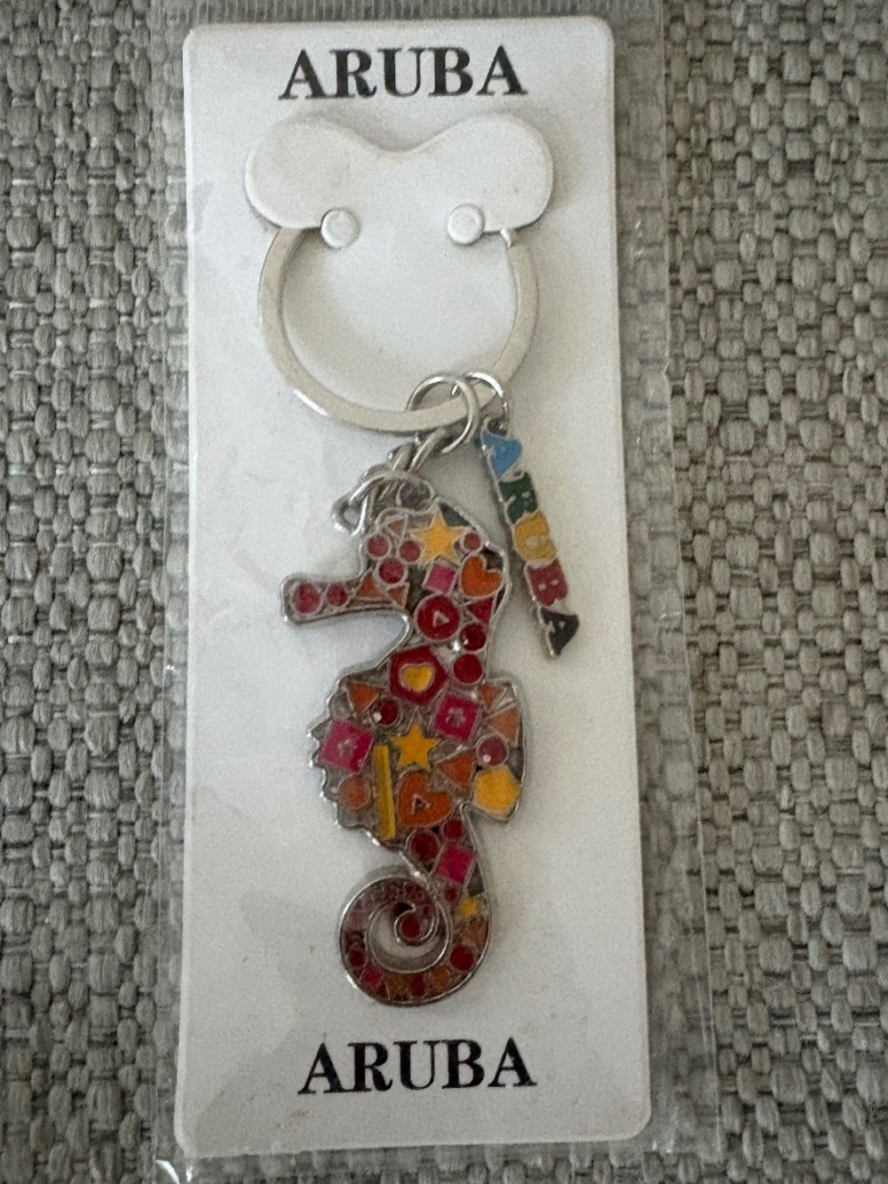Colorful Aruba Seahorse Mosaic Keychain NWT